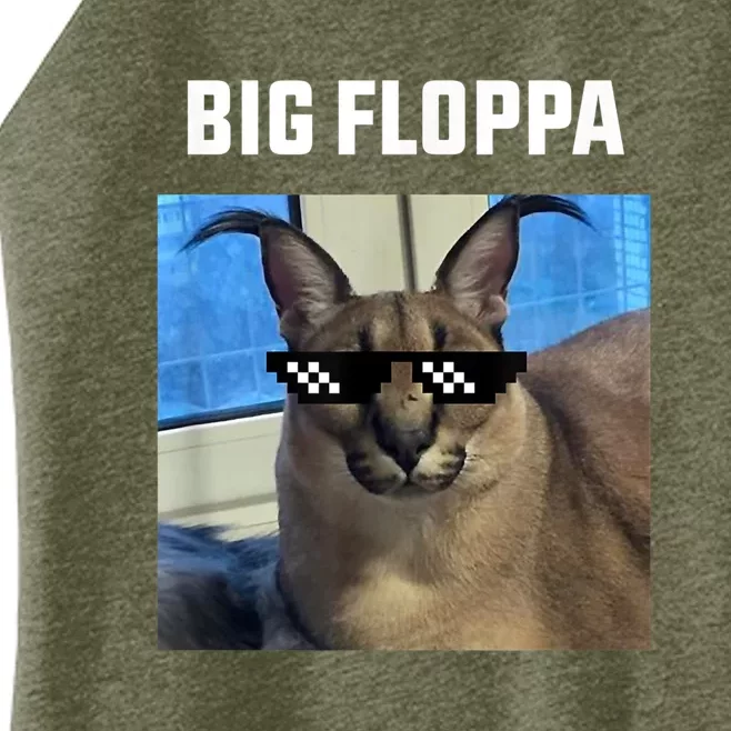 Funny Big Floppa Wearing Meme Sunglasses Women’s Perfect Tri Rocker Tank