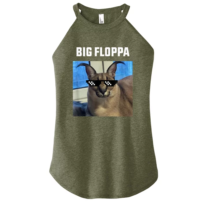 Funny Big Floppa Wearing Meme Sunglasses Women’s Perfect Tri Rocker Tank