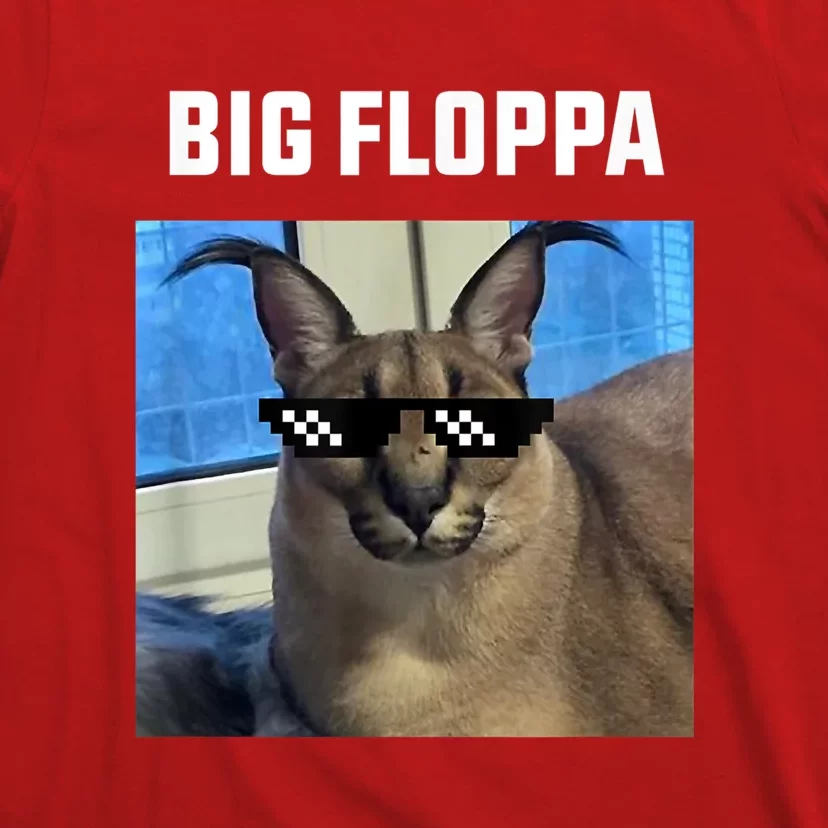 Funny Big Floppa Wearing Meme Sunglasses T-Shirt