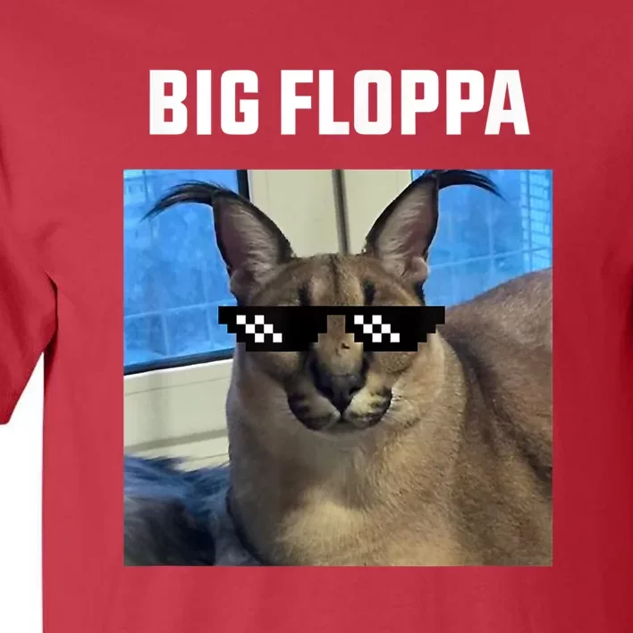 Funny Big Floppa Wearing Meme Sunglasses Tall T-Shirt