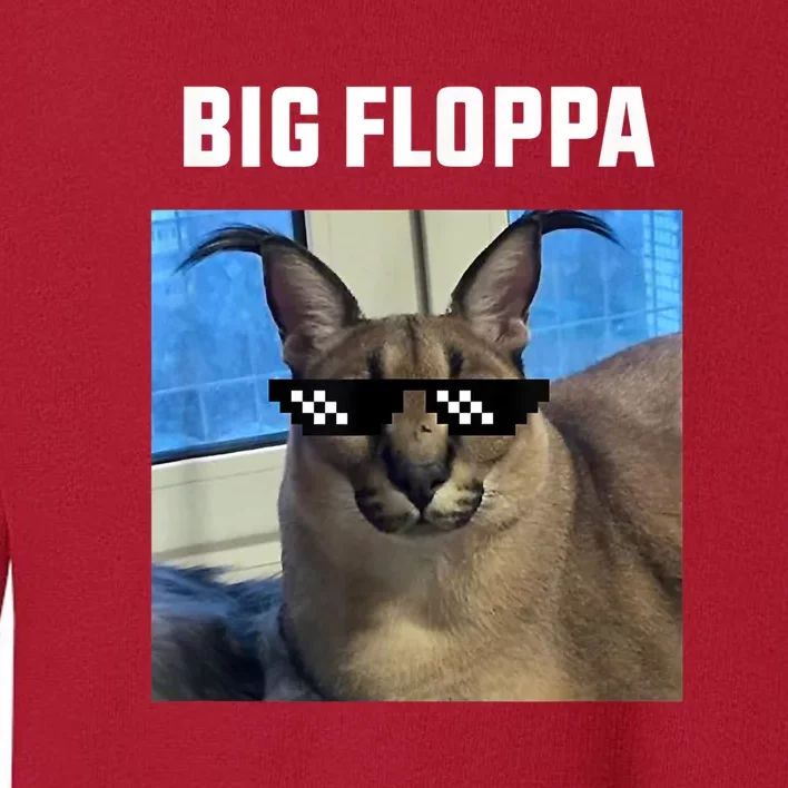 Funny Big Floppa Wearing Meme Sunglasses Toddler Sweatshirt