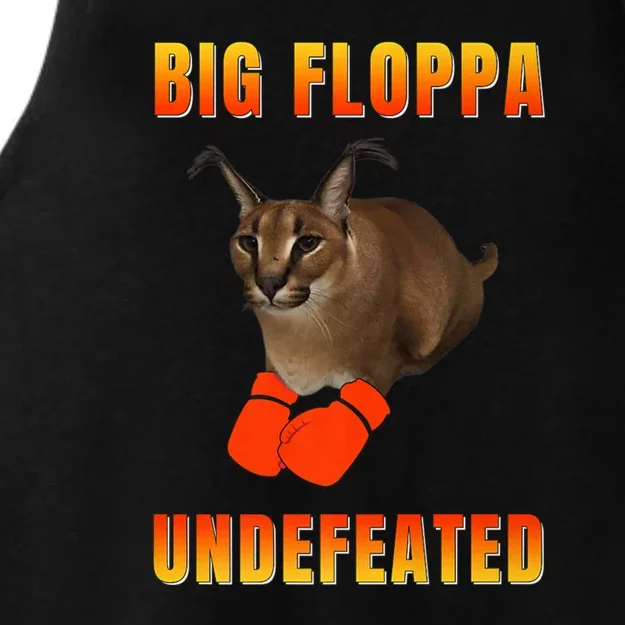 Funny Big Floppa Undefeated Champion, Meme Cat Ladies Tri-Blend Wicking Tank