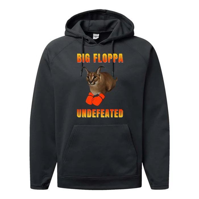 Funny Big Floppa Undefeated Champion, Meme Cat Performance Fleece Hoodie