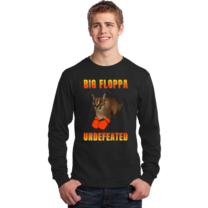 Funny Big Floppa Undefeated Champion, Meme Cat Long Sleeve Shirt