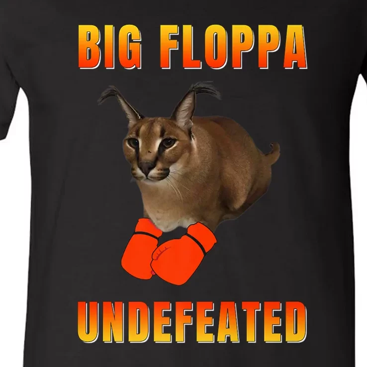 Funny Big Floppa Undefeated Champion, Meme Cat V-Neck T-Shirt