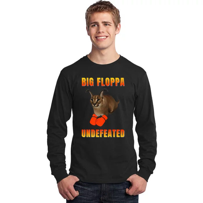 Funny Big Floppa Undefeated Champion, Meme Cat Tall Long Sleeve T-Shirt