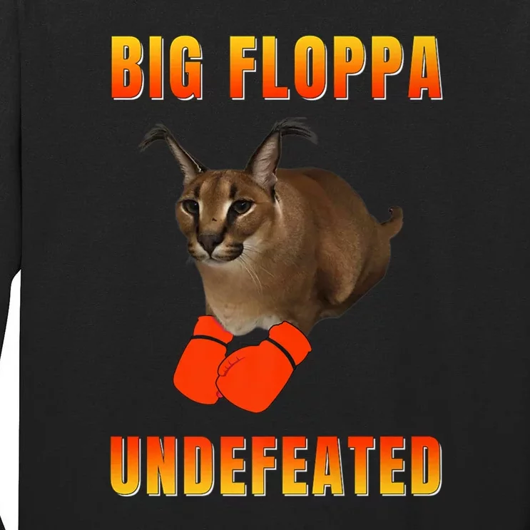 Funny Big Floppa Undefeated Champion, Meme Cat Tall Long Sleeve T-Shirt