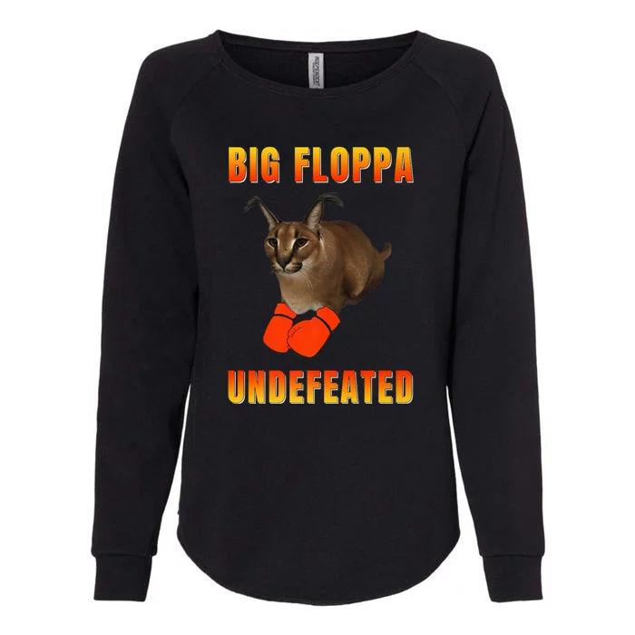 Funny Big Floppa Undefeated Champion, Meme Cat Womens California Wash Sweatshirt