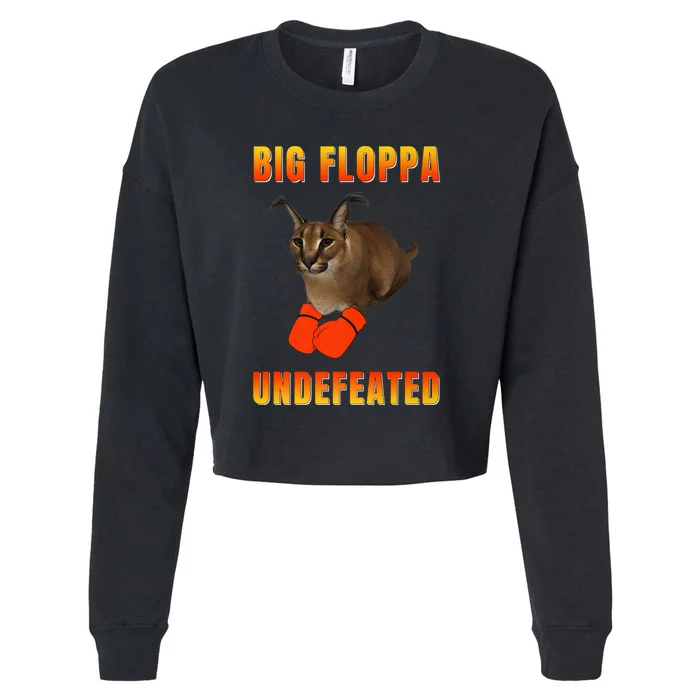 Funny Big Floppa Undefeated Champion, Meme Cat Cropped Pullover Crew