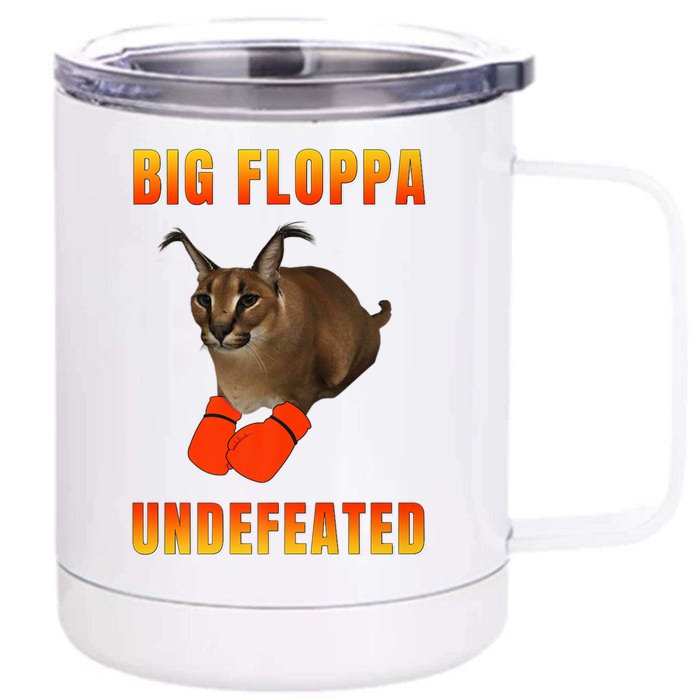 Funny Big Floppa Undefeated Champion, Meme Cat Front & Back 12oz Stainless Steel Tumbler Cup