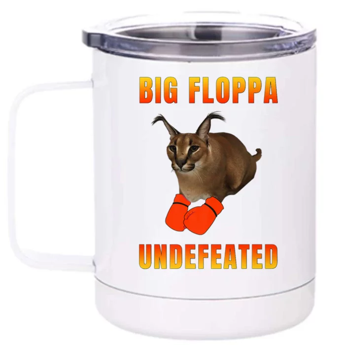 Funny Big Floppa Undefeated Champion, Meme Cat Front & Back 12oz Stainless Steel Tumbler Cup