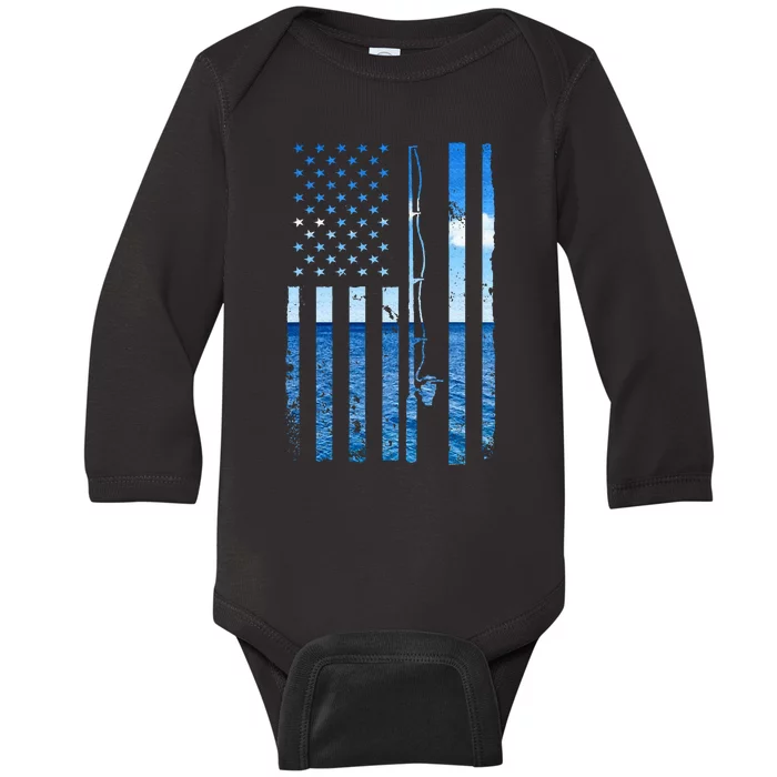 Funny Bass Fishing Usa Baby Long Sleeve Bodysuit