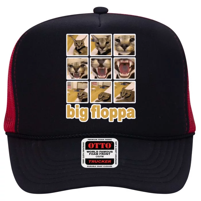 Funny Big Floppa Meme Cat High Crown Mesh Trucker Hat