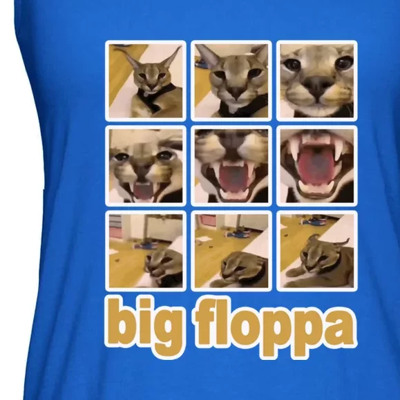 Funny Big Floppa Meme Cat Ladies Essential Flowy Tank