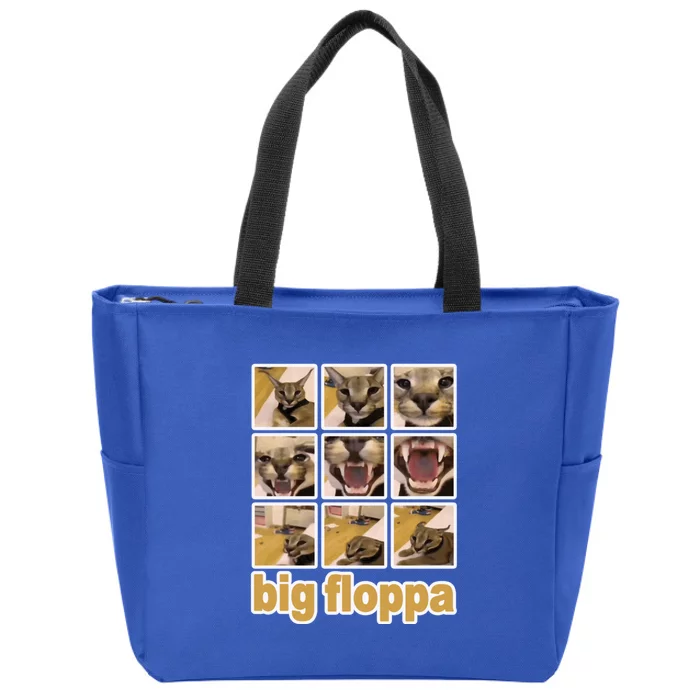 Funny Big Floppa Meme Cat Zip Tote Bag