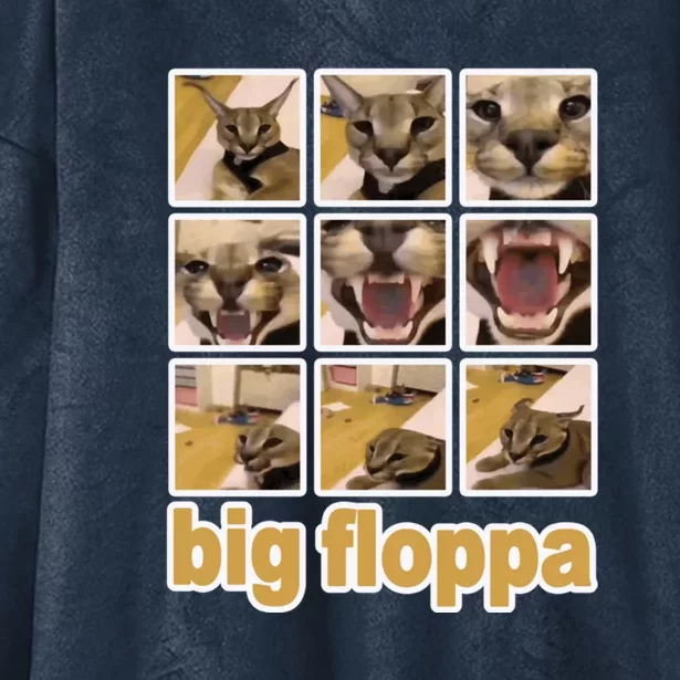 Funny Big Floppa Meme Cat Hooded Wearable Blanket