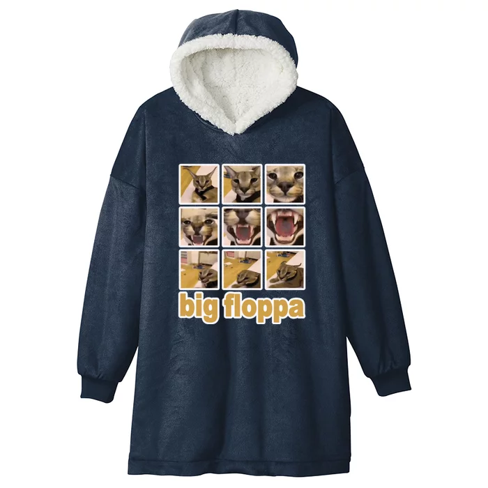 Funny Big Floppa Meme Cat Hooded Wearable Blanket