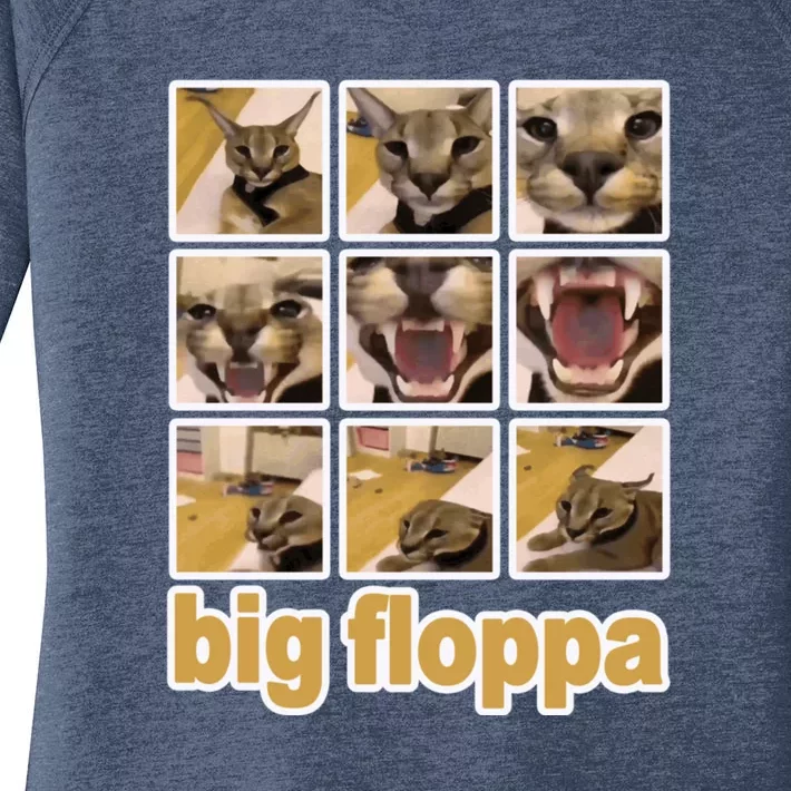 Funny Big Floppa Meme Cat Women's Perfect Tri Tunic Long Sleeve Shirt