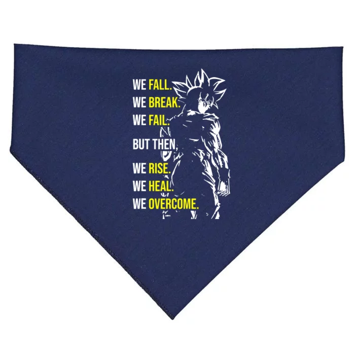 Fall, Break, Fail, Overcome, Anime, Gym, Workout Motivation USA-Made Doggie Bandana