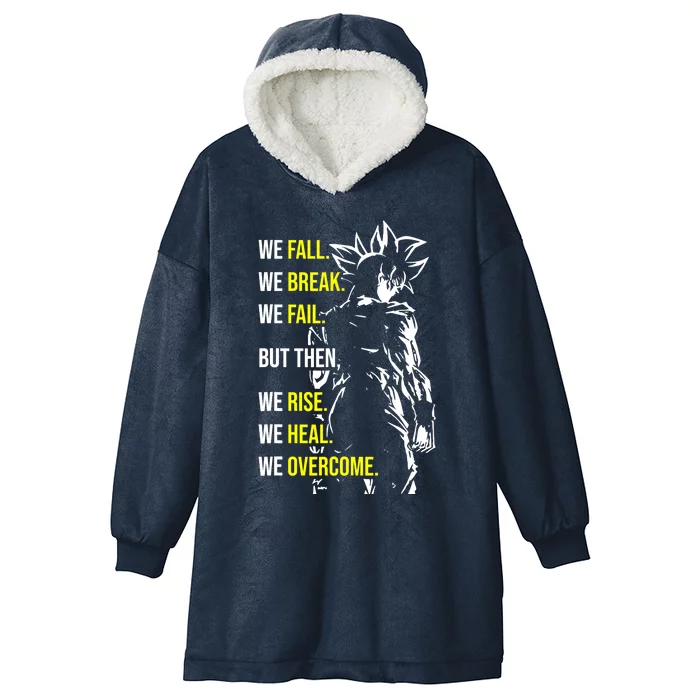 Fall, Break, Fail, Overcome, Anime, Gym, Workout Motivation Hooded Wearable Blanket