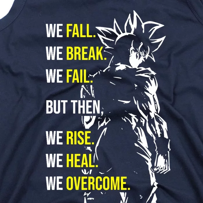 Fall, Break, Fail, Overcome, Anime, Gym, Workout Motivation Tank Top