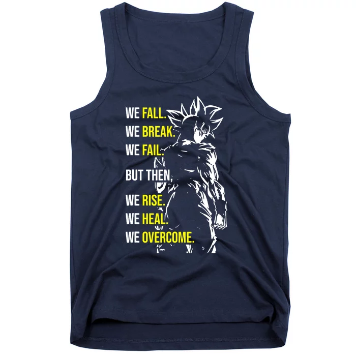 Fall, Break, Fail, Overcome, Anime, Gym, Workout Motivation Tank Top