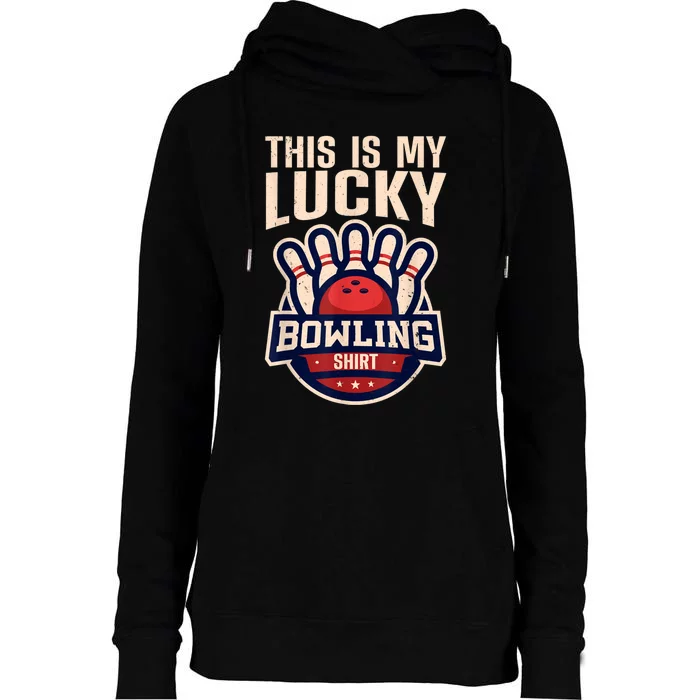 Funny Bowling For Men Women Retro Bowling Bowler Team League Womens Funnel Neck Pullover Hood