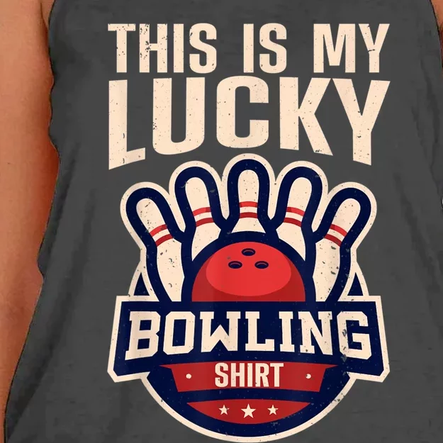 Funny Bowling For Men Women Retro Bowling Bowler Team League Women's Knotted Racerback Tank