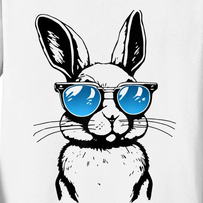 Funny Bunny Face With Sunglasses Boy  Kid Easter Day Kids Long Sleeve Shirt