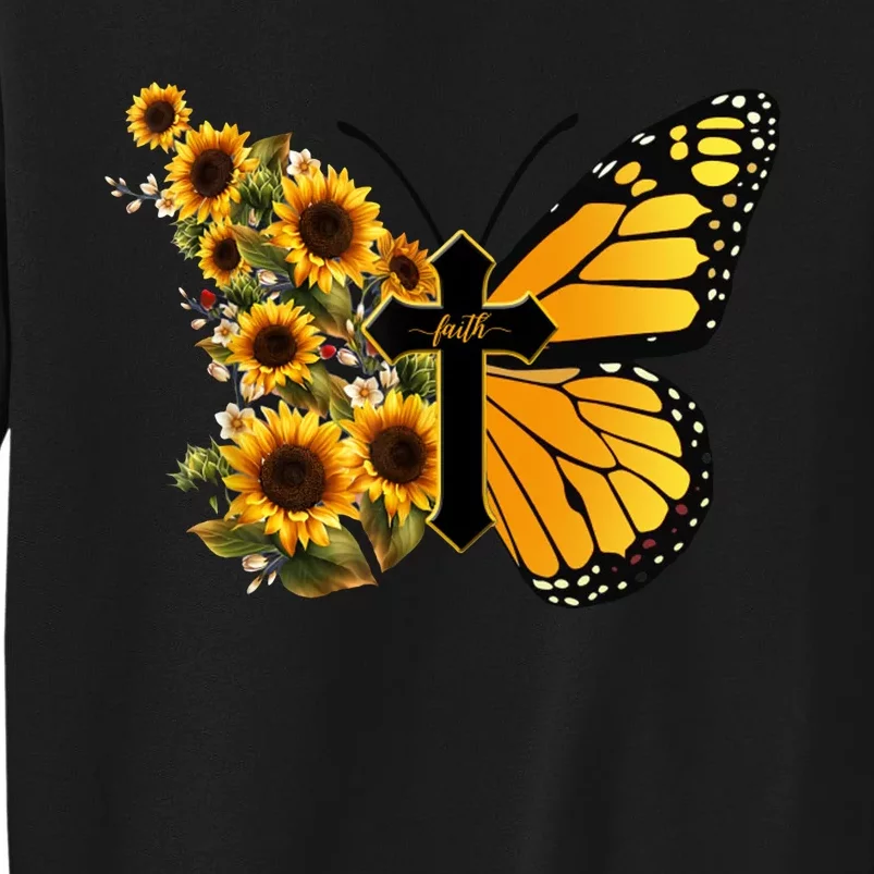 Floral Butterfly Faith Cross Tall Sweatshirt