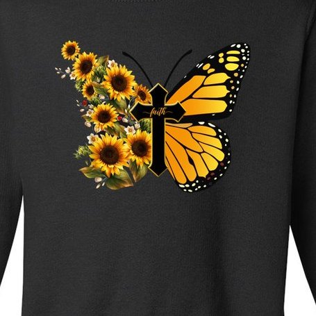 Floral Butterfly Faith Cross Toddler Sweatshirt