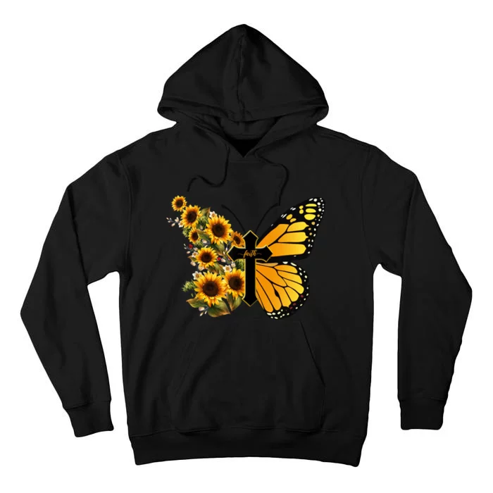 Floral Butterfly Faith Cross Tall Hoodie