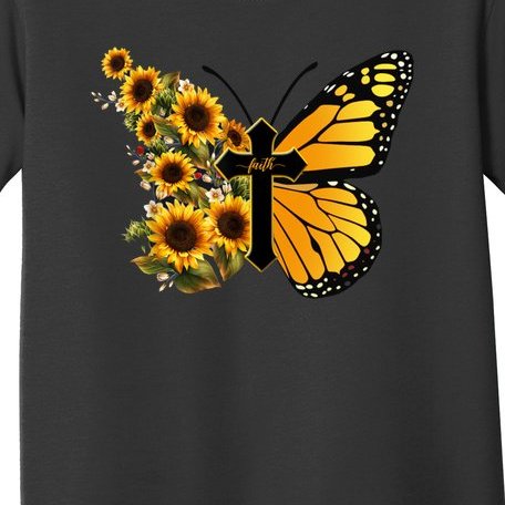 Floral Butterfly Faith Cross Toddler T-Shirt