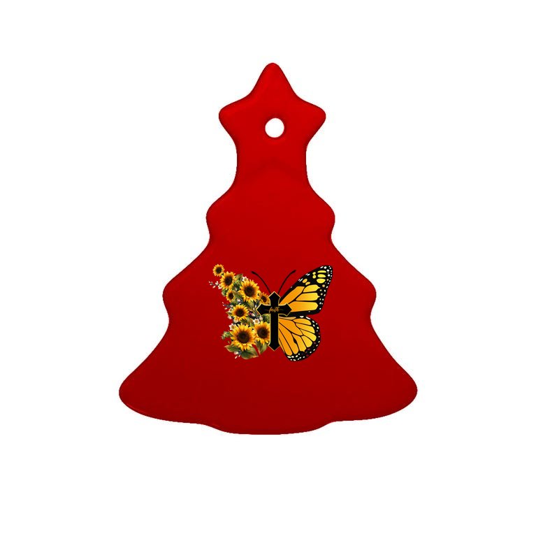 Floral Butterfly Faith Cross Tree Ornament