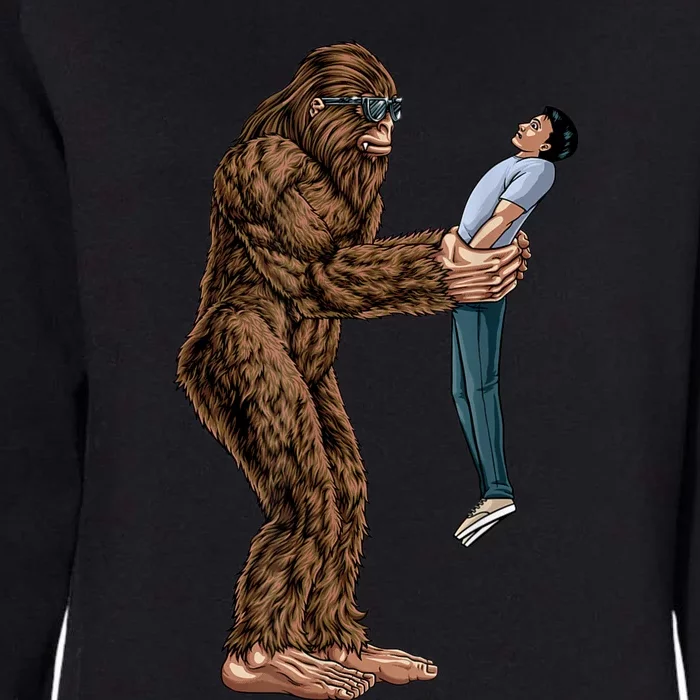 Funny Bigfoot Found A Guy And Picked Him Up Sasquatch Womens California Wash Sweatshirt