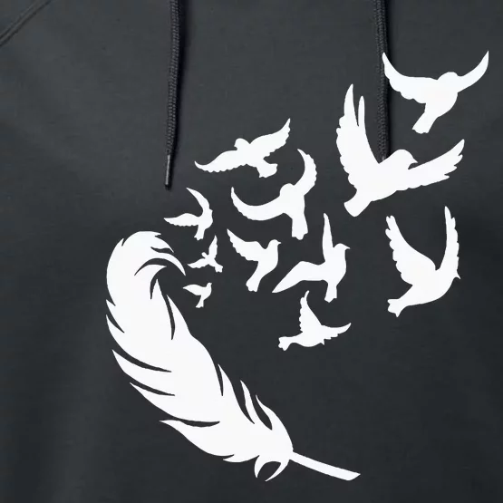 Feather Birds Flying Casual Performance Fleece Hoodie