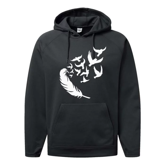 Feather Birds Flying Casual Performance Fleece Hoodie