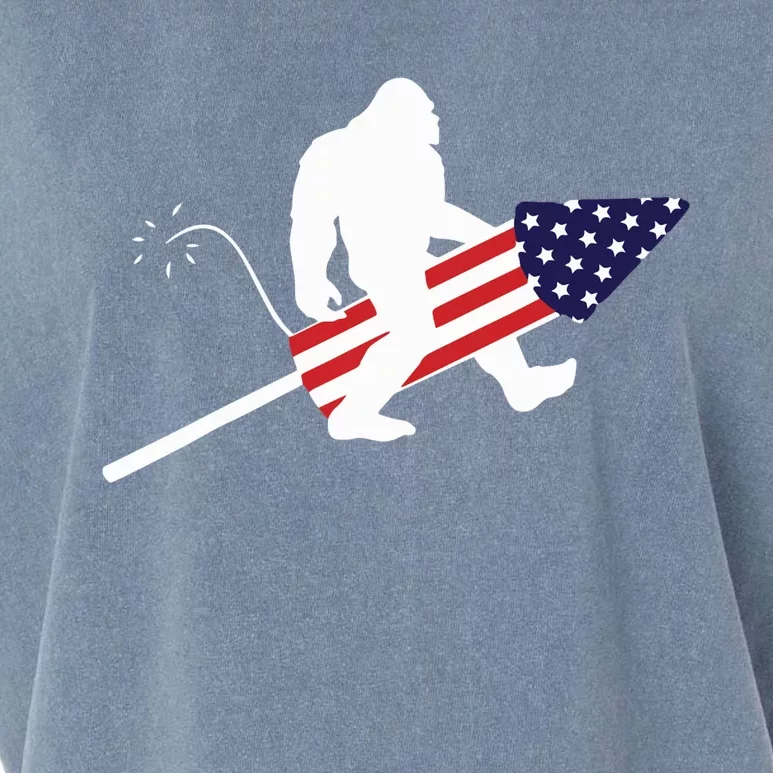 Men  Bigfoot Fireworks 4th of July American Flag US Garment-Dyed Women's Muscle Tee