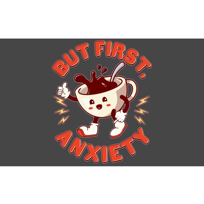 Funny But First Anxiety Cute Cartoon Coffee Bumper Sticker