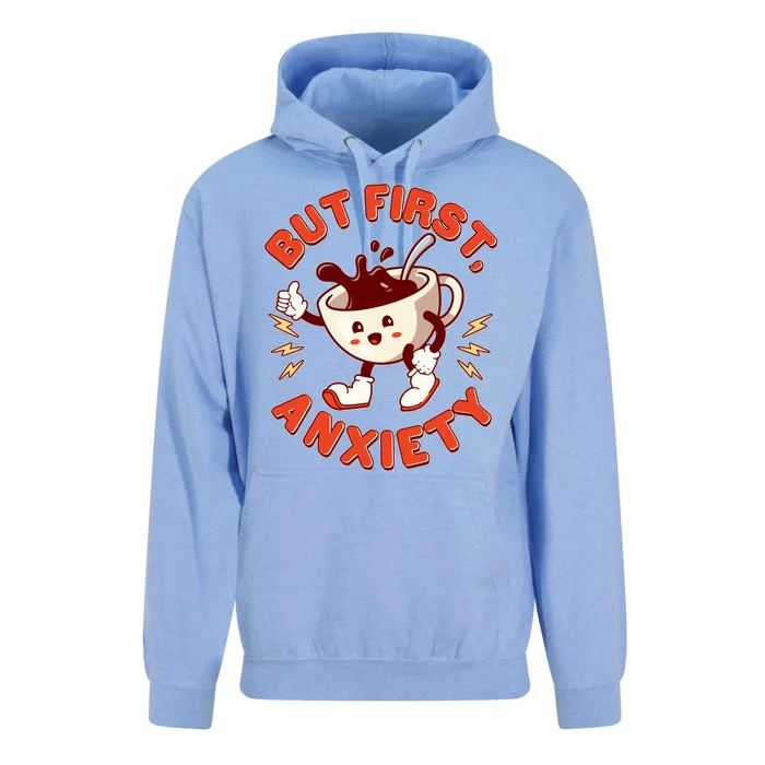 Funny But First Anxiety Cute Cartoon Coffee Unisex Surf Hoodie