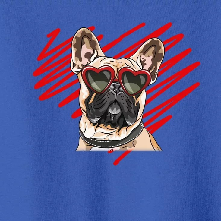 French Bulldog Face Heart Glasses Valentines Day Cute Animal Gift Toddler T-Shirt