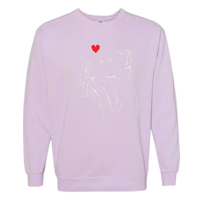 French Bulldog Frenchie Love Cute Dog Mom Funny Girls Gift Garment-Dyed Sweatshirt