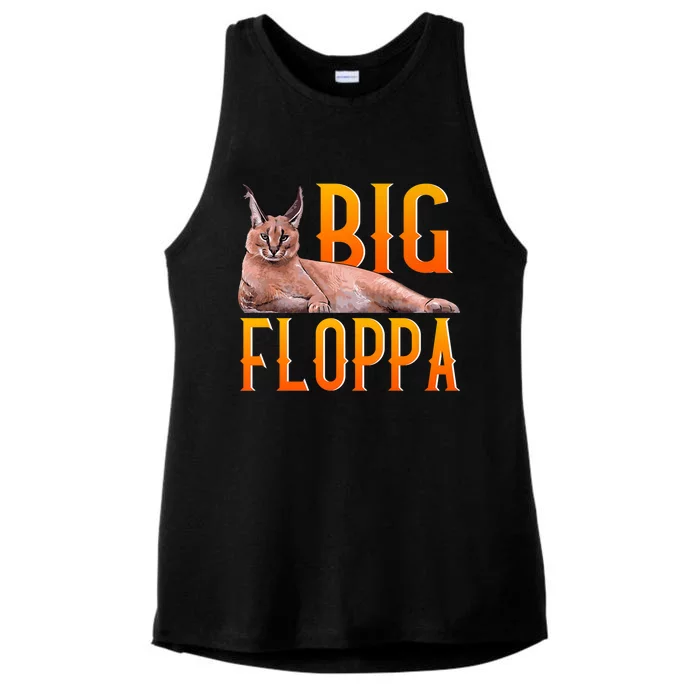 Funny Big Floppa Meme Cat Ladies Tri-Blend Wicking Tank