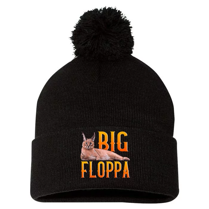 Funny Big Floppa Meme Cat Pom Pom 12in Knit Beanie