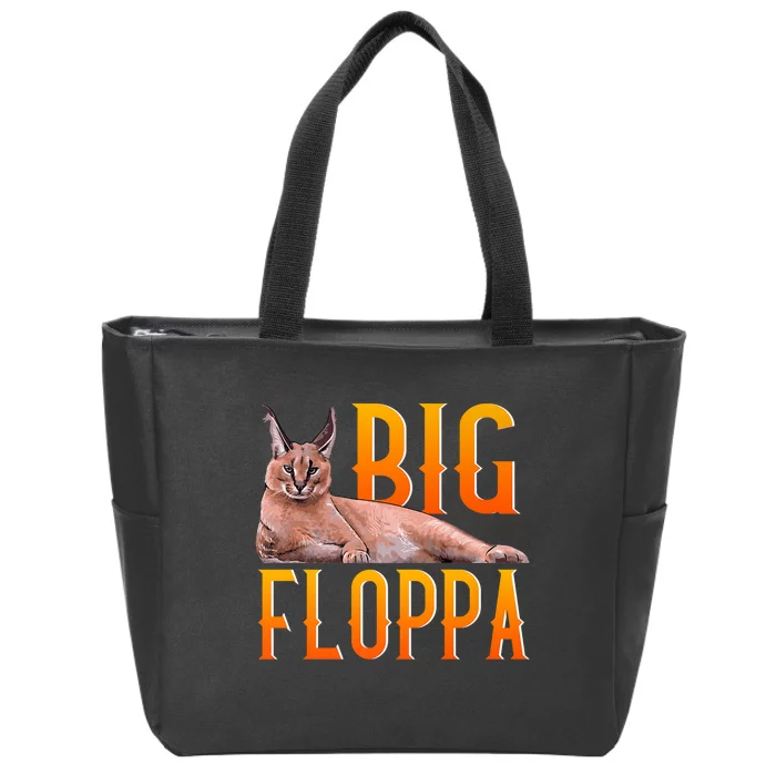 Funny Big Floppa Meme Cat Zip Tote Bag