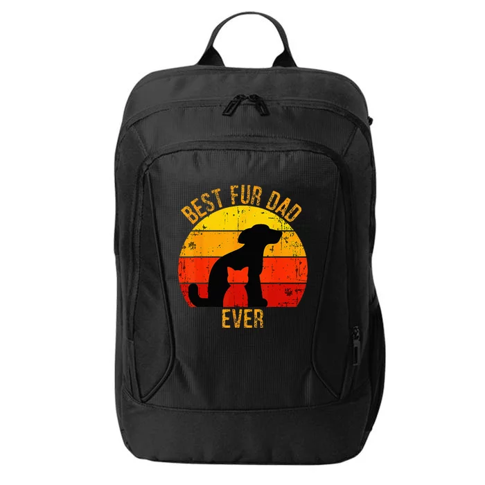 Funny Best Fur Dad Ever Vintage Retro Dog Cat Owner City Backpack