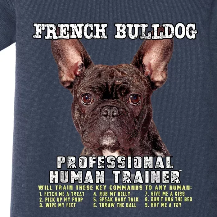 French Bulldog Frenchie Brindle Professional Human Trainer Baby Bodysuit