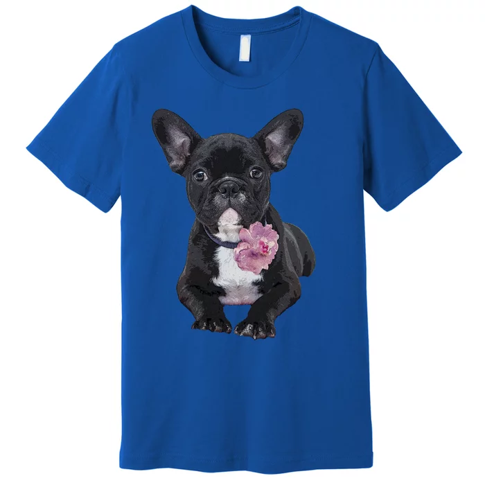 French Bulldog Funny Gift Frenchie Flower Premium T-Shirt