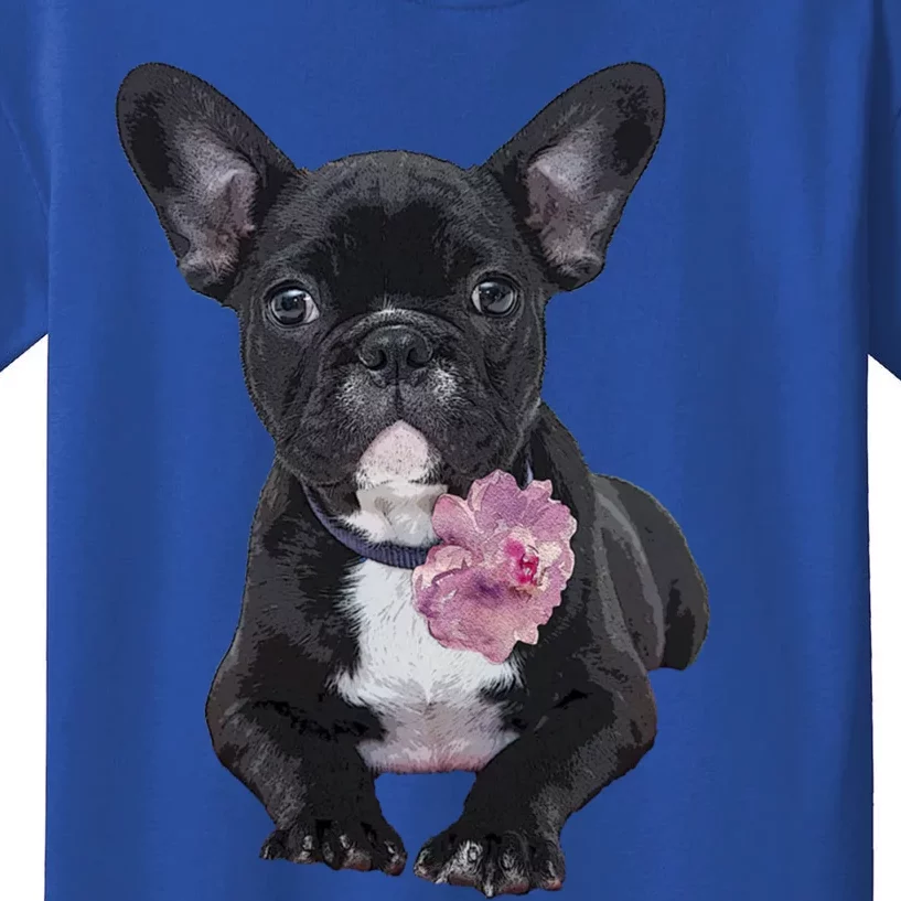 French Bulldog Funny Gift Frenchie Flower Kids T-Shirt