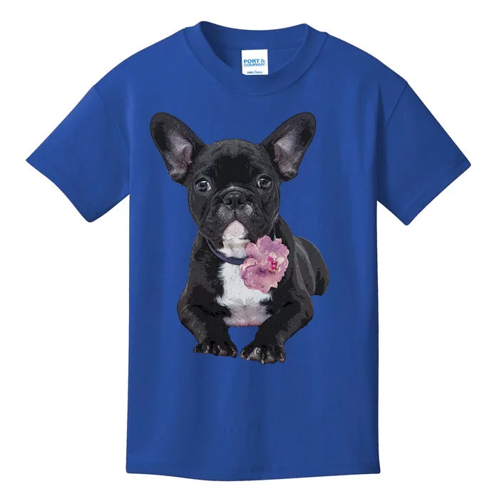 French Bulldog Funny Gift Frenchie Flower Kids T-Shirt